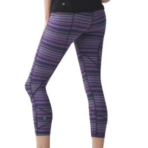 Lululemon Pace Rival Purple Stripe Crop Leggings